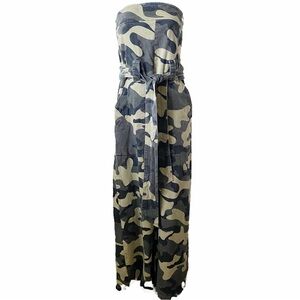 Hot & Delicious, Strapless Wide leg Camouflage Jump Suit Streetwear Urban Chic